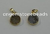 NGP6076 14mm - 15mm flat round druzy agate pendants