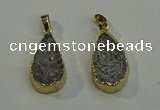 NGP6078 15*25mm – 18*30mm flat teardrop druzy agate pendants