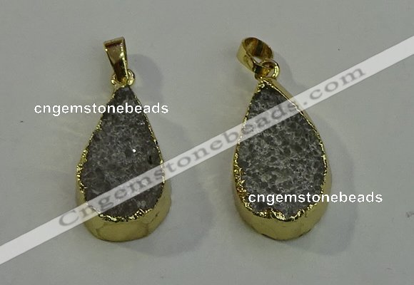 NGP6078 15*25mm – 18*30mm flat teardrop druzy agate pendants