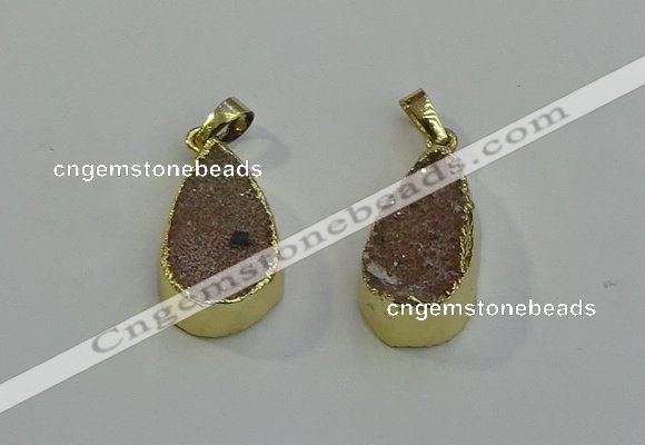 NGP6079 15*25mm – 18*30mm flat teardrop druzy agate pendants