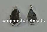 NGP6080 15*25mm – 18*30mm flat teardrop druzy agate pendants