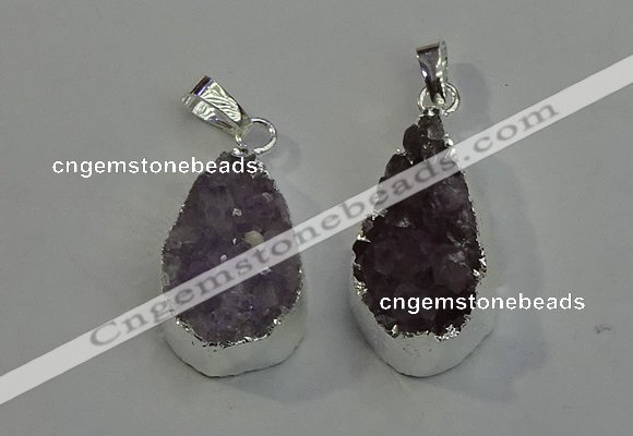 NGP6081 15*25mm – 18*30mm flat teardrop druzy agate pendants