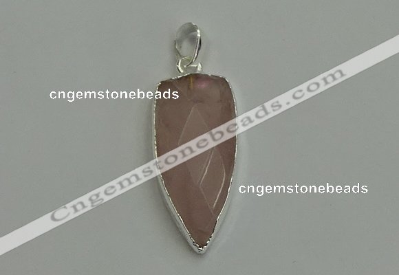 NGP6111 12*35mm - 15*40mm arrowhead rose quartz pendants