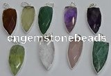 NGP6115 12*35mm - 15*40mm arrowhead mixed gemstone pendants