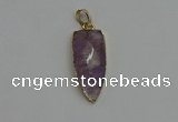 NGP6117 12*35mm - 15*40mm arrowhead amethyst pendants