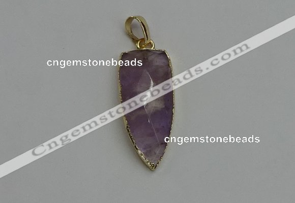 NGP6117 12*35mm - 15*40mm arrowhead amethyst pendants