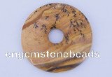 NGP612 5pcs 6*50mm picture jasper gemstone donut pendants wholesale