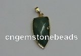 NGP6124 12*35mm - 15*40mm arrowhead green aventurine pendants