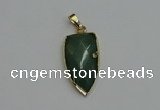 NGP6124 12*35mm - 15*40mm arrowhead green aventurine pendants