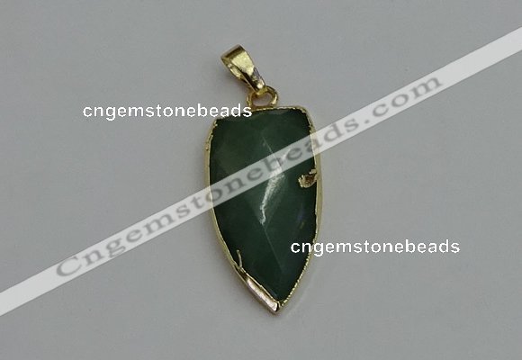 NGP6124 12*35mm - 15*40mm arrowhead green aventurine pendants