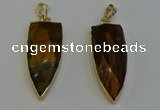 NGP6126 12*35mm - 15*40mm arrowhead yellow tiger eye pendants