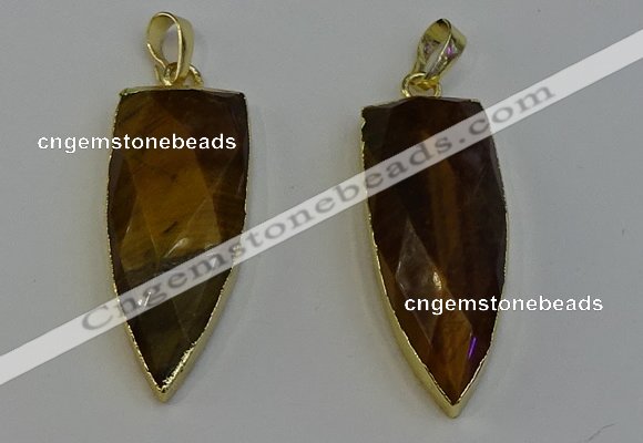 NGP6126 12*35mm - 15*40mm arrowhead yellow tiger eye pendants