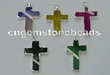 NGP6164 25*40mm - 30*40mm cross agate gemstone pendants