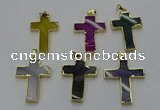 NGP6174 25*40mm - 30*40mm cross agate gemstone pendants