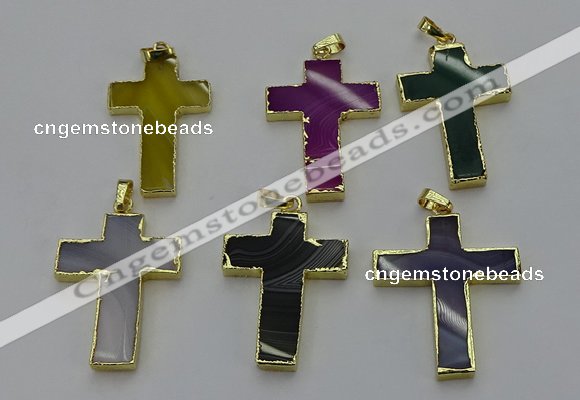 NGP6174 25*40mm - 30*40mm cross agate gemstone pendants