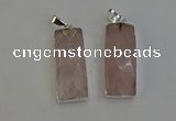 NGP6181 14*30mm - 15*38mm faceted rectangle rose quartz pendants