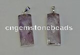 NGP6182 14*30mm - 15*38mm faceted rectangle light amethyst pendants