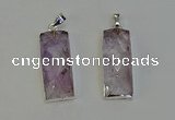NGP6182 14*30mm - 15*38mm faceted rectangle light amethyst pendants