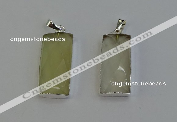 NGP6183 14*30mm - 15*38mm faceted rectangle lemon quartz pendants