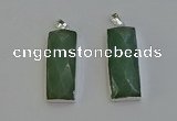 NGP6185 14*30mm - 15*38mm faceted rectangle green aventurine pendants