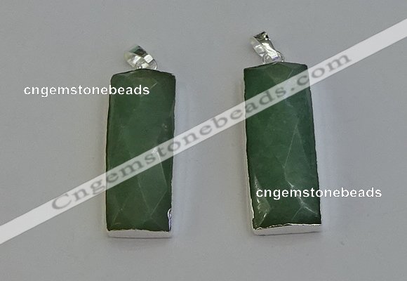 NGP6185 14*30mm - 15*38mm faceted rectangle green aventurine pendants