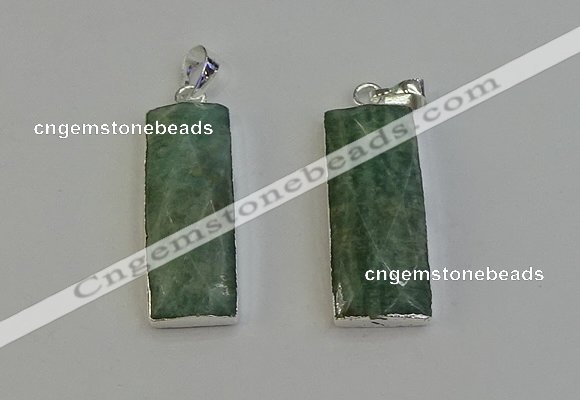 NGP6186 14*30mm - 15*38mm faceted rectangle amazonite pendants