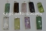 NGP6195 14*30mm - 15*38mm faceted rectangle mixed gemstone pendants