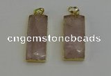 NGP6199 14*30mm - 15*38mm faceted rectangle rose quartz pendants