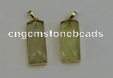 NGP6201 14*30mm - 15*38mm faceted rectangle lemon quartz pendants