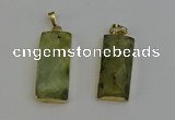 NGP6202 14*30mm - 15*38mm faceted rectangle green rutilated quartz pendants