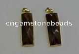 NGP6205 14*30mm - 15*38mm faceted rectangle yellow tiger eye pendants