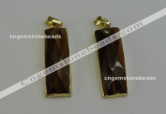 NGP6205 14*30mm - 15*38mm faceted rectangle yellow tiger eye pendants