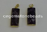 NGP6206 14*30mm - 15*38mm faceted rectangle amethyst pendants