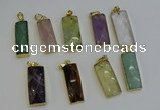 NGP6212 14*30mm - 15*38mm faceted rectangle mixed gemstone pendants