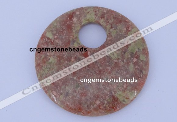 NGP622 5pcs 6*50mm Chinese unakite gemstone donut pendants