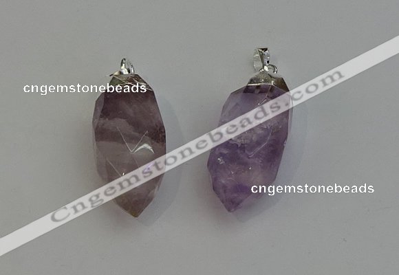 NGP6220 12*28mm - 15*30mm faceted bullet amethyst pendants