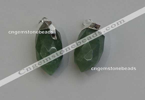 NGP6227 12*28mm - 15*30mm faceted bullet green aventurine pendants