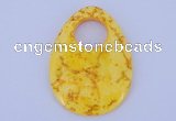 NGP623 5pcs 45*62mm flat teardrop yellow agate gemstone pendants