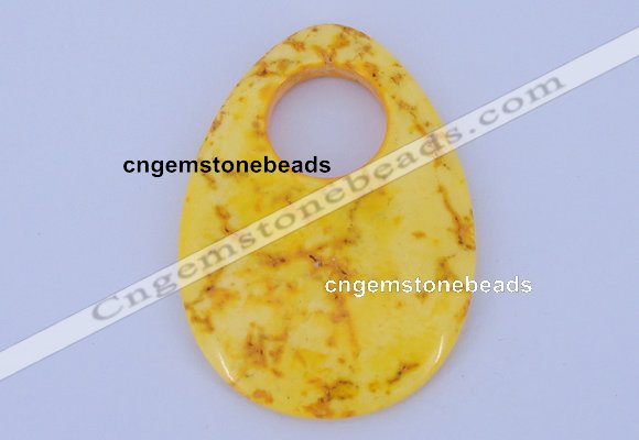 NGP623 5pcs 45*62mm flat teardrop yellow agate gemstone pendants
