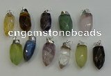 NGP6230 12*28mm - 15*30mm faceted bullet mixed gemstone pendants