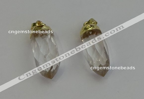 NGP6235 12*28mm - 15*30mm faceted bullet white crystal pendants