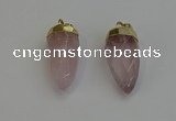NGP6236 12*28mm - 15*30mm faceted bullet rose quartz pendants