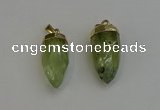 NGP6239 12*28mm - 15*30mm faceted bullet green rutilated quartz pendants