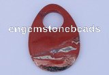 NGP624 5pcs 45*62mm flat teardrop red jasper gemstone pendants