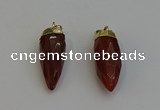 NGP6242 12*28mm - 15*30mm faceted bullet red rabbit hair pendants