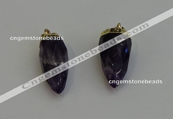 NGP6244 12*28mm - 15*30mm faceted bullet amethyst pendants