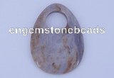 NGP625 5pcs 45*62mm flat teardrop purple agate gemstone pendants