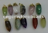 NGP6250 12*28mm - 15*30mm faceted bullet mixed gemstone pendants
