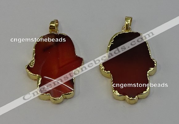 NGP6257 22*40mm - 25*45mm hamsahand agate gemstone pendants