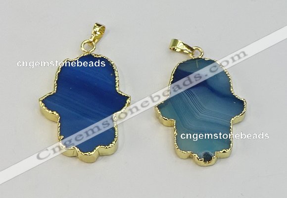 NGP6258 22*40mm - 25*45mm hamsahand agate gemstone pendants